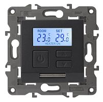 Терморегулятор электронный с датчиком без рамки Эра Elegance 0С +50С антрацит картинка